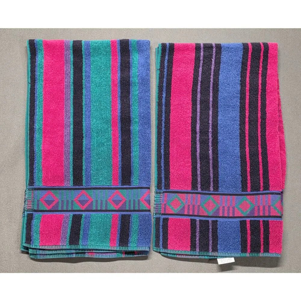 Vintage Fieldcrest Southwest Aztec Set Body Towel 90's Retro Bold